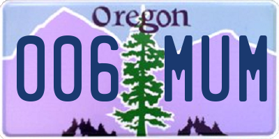 OR license plate 006MUM