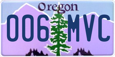 OR license plate 006MVC