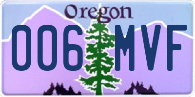 OR license plate 006MVF