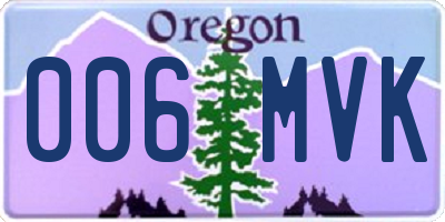 OR license plate 006MVK