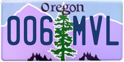 OR license plate 006MVL