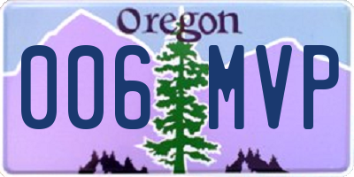 OR license plate 006MVP