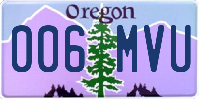 OR license plate 006MVU