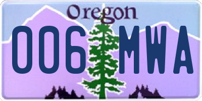 OR license plate 006MWA