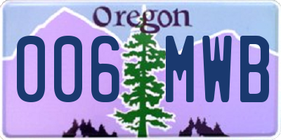 OR license plate 006MWB