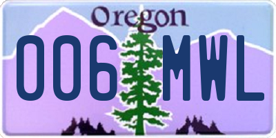OR license plate 006MWL