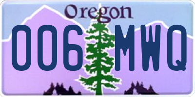 OR license plate 006MWQ
