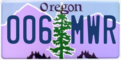 OR license plate 006MWR