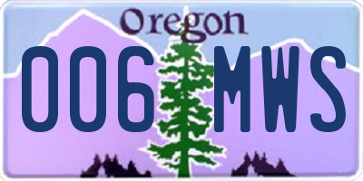 OR license plate 006MWS