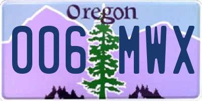 OR license plate 006MWX