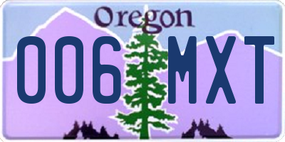OR license plate 006MXT