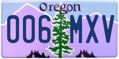 OR license plate 006MXV