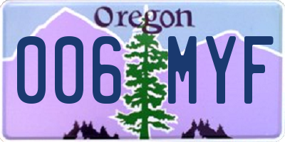 OR license plate 006MYF