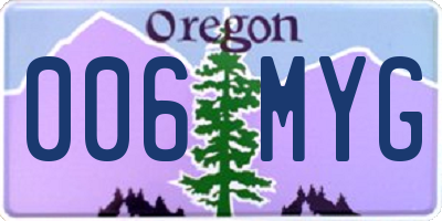 OR license plate 006MYG