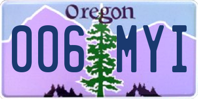 OR license plate 006MYI