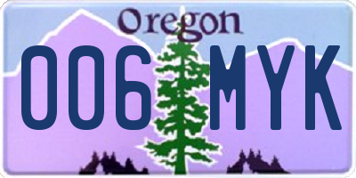 OR license plate 006MYK