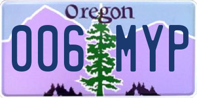 OR license plate 006MYP
