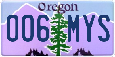 OR license plate 006MYS