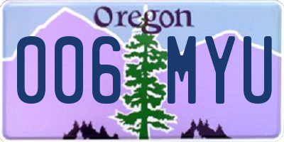 OR license plate 006MYU