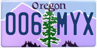 OR license plate 006MYX