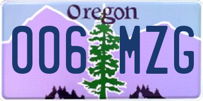 OR license plate 006MZG