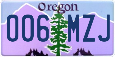 OR license plate 006MZJ