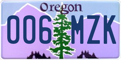 OR license plate 006MZK