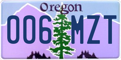OR license plate 006MZT