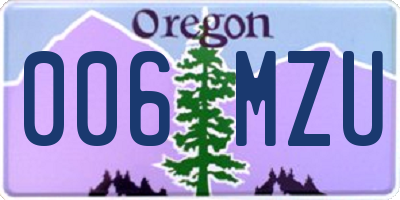 OR license plate 006MZU