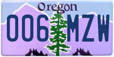 OR license plate 006MZW