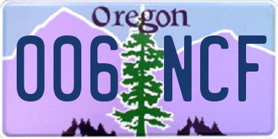 OR license plate 006NCF