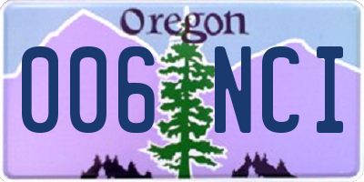OR license plate 006NCI