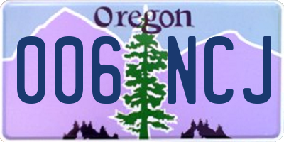 OR license plate 006NCJ
