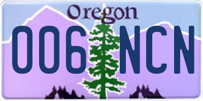 OR license plate 006NCN