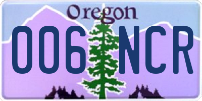 OR license plate 006NCR