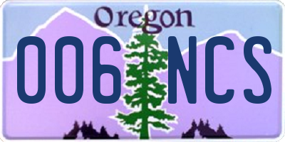 OR license plate 006NCS