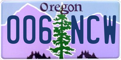 OR license plate 006NCW