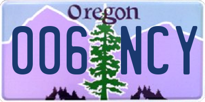 OR license plate 006NCY