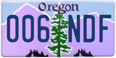 OR license plate 006NDF
