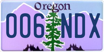 OR license plate 006NDX