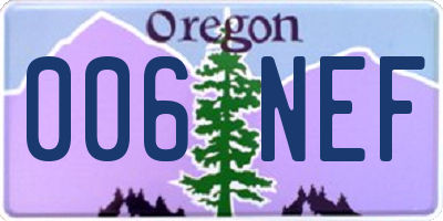 OR license plate 006NEF
