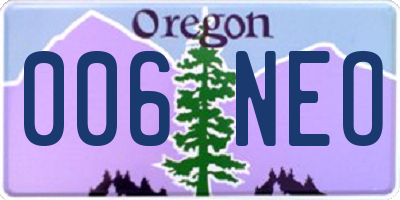 OR license plate 006NEO