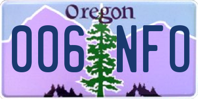 OR license plate 006NFO