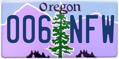 OR license plate 006NFW