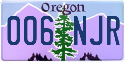OR license plate 006NJR