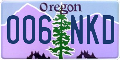 OR license plate 006NKD