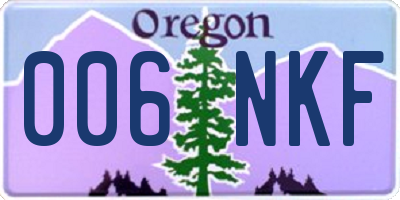 OR license plate 006NKF