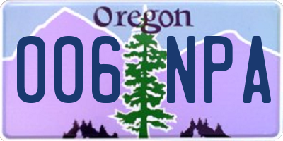 OR license plate 006NPA