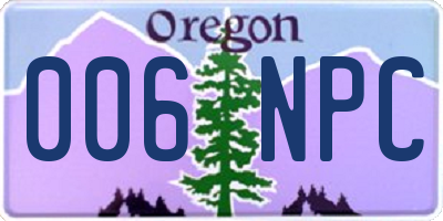 OR license plate 006NPC