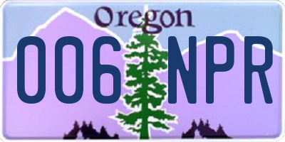 OR license plate 006NPR